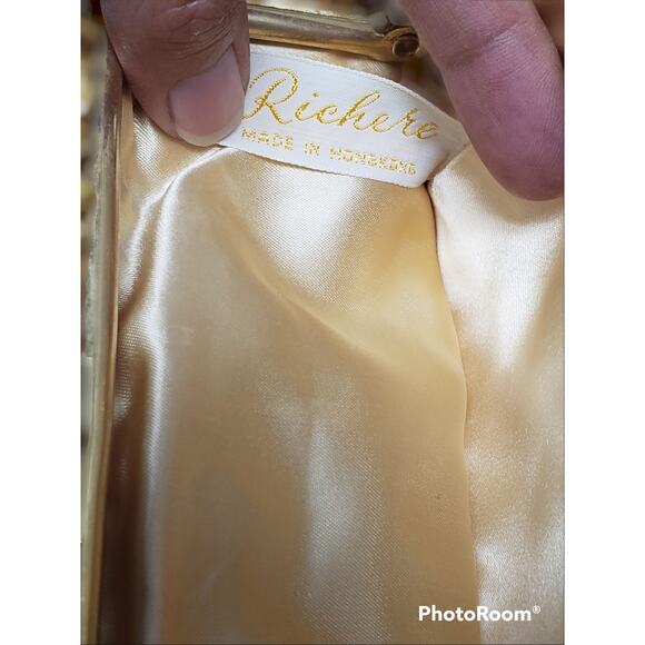 Vintage Richere Gold Sequin Beaded Evening Clutch / Bag Gold Chain and Clasp - Picture 5 of 8